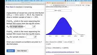 Find the Value Corresponding to an Area Using the Central Limit Theorem and Stapplet