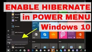 ENABLE HIBERNATE in POWER MENU | Windows 10