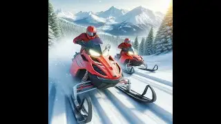 Snowmobiles Red & White Rippin' Tonight