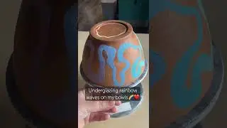 Underglazed pottery. Rainbow waves . #pottery #underglaze #glazingtechnique #ceramics #ceramicbowl