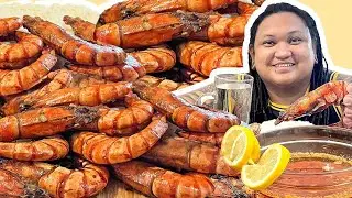 TIGER PRAWNS w/ SPICY GARLIC BUTTER SAUCE MUKBANG