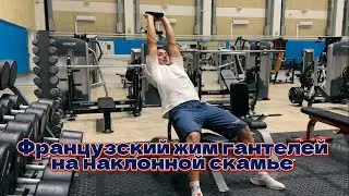 Трицепс. Французский жим гантелей на наклонной скамье