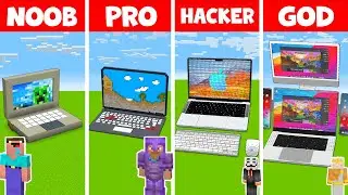 Minecraft NEW APPLE MacBook CHALLENGE: NOOB vs PRO vs HACKER vs GOD in Minecraft! Laptop / Animation