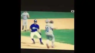 Nick Jonas collides hard against a player during baseball game