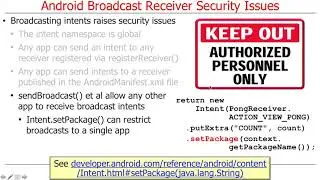 Android Broadcast Receiver Security - Android App Components - Intents, Activities, and Broadcast