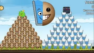 9999 Happy Glass Vs 9999 Kick The Buddy | Red Ball 4 in Angry Birds