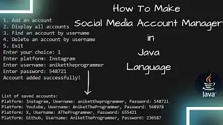 Social Media Account Details Manager using java || Java Projects