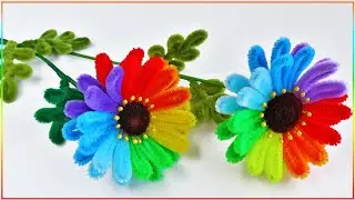 🌈🌈 How to Make Colored Flowers. Rainbow Daisies made of Pipe Cleaners