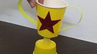 Paper Glass Trophy For Father's Day/How To Make A Beautiful Trophy With Paper Cup