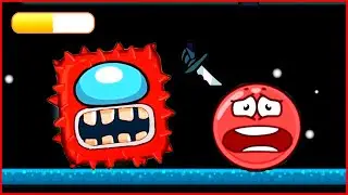 Сражение Красного шарика против квадрата among us.Red Ball 4 от котика Браяна про шар