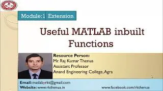 Lecture-53: Useful MATLAB inbuilt functions (Hindi/Urdu)