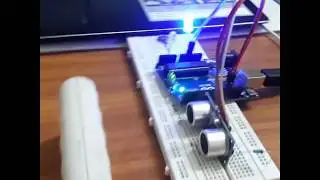 vpython  with arduino and ultra sonic sensor virtual reality !! python!!