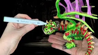 HOW TO SCULPT & Colour in a Zombie Dragon with pens!