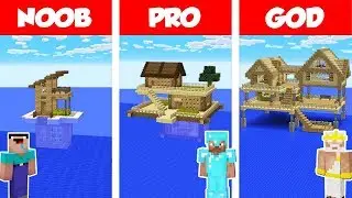 Minecraft NOOB vs PRO vs GOD: SURVIVAL HOUSE ON WATER CHALLENGE in Minecraft /Animation