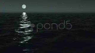 Ocean Night Moonrise Scene Seamlessly Looping Hd. Stock Footage