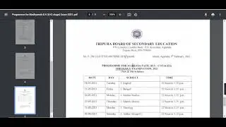 Tripura Board 2021 Time Table I Important Notification