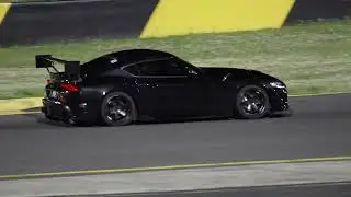 Toyota Supra A90 MKV Tomei Titanium decat + custom rear muffler sound - Glowing red brakes