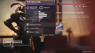 Destiny 2 - Getting Recluse + Shader Showcase