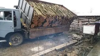 КАМАЗ Самосвал 55102 выгрузка дров