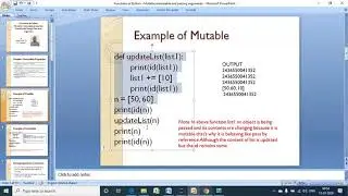Mutable and immutable properties of Python object and Passing argument to function