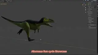 blender Alioramus dinosaur run cycle showcase