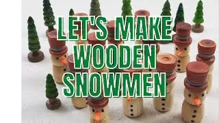 Wood lathe turned little Wooden snowmen
