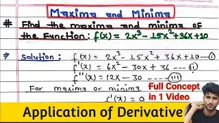 Application of Derivative | Maxima and Minima class 12 | class 12 | Engineering | math | economics