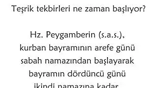 Teşrik tekbiri nasıl başladı