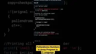 Pallendrome Numbers in Array Program in C Language
