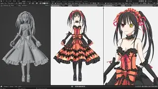 Blender: anime character modeling/texturing. Timelapse