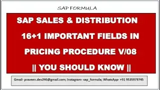 CONCEPT 45- 16 IMPORTANT FIELDS IN SAP SD PRICING PROCEDURE || YOU SHOULD KNOW || SAP FORMULA ||