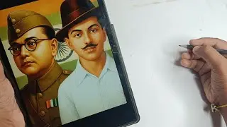 How to draw Independence Day Drawing,Subhash Chandra Bose Drawing,Bhagat Singh Drawing, Outline 