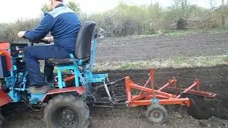 вспашка 2х корпусным плугом ПН 2   20 с бороной