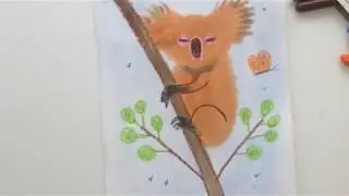 Рисуем пушистую коалу на ветке