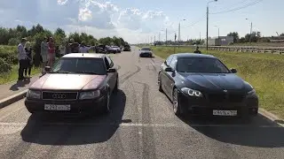 МАЖОРЫ из Москвы на BMW 4.4 BI-Turbo ВСПОТЕЛИ от скромного паренька на Audi!!! Гонки ЧАСТЬ 1.