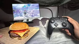 Solo Winter Truck Camping | Burgers & Gaming