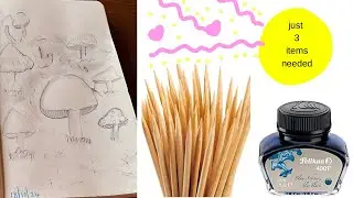 Cocktail stick art | drawing using cocktail sticks and ink