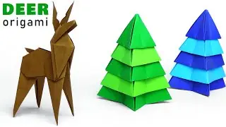 Christmas deer made of paper for Christmas decor. Paper deer origami from A4