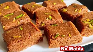Wheat Flour Milk Burfi Recipe - Raksha Bandhan Sweets Recipes / Atte Ki Barfi Recipe / Milk Cake