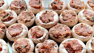 ШАМПИНЬОНЫ в духовке с фаршем и  с сыром