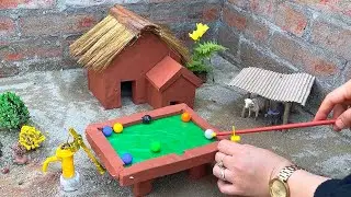 DIY how to make clay house | make clay pool table | horse sheep – cow shed | mini hand trolley