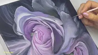 A Сouple of Roses Painting / Acrylic Painting Step by Step #223