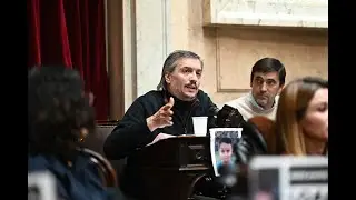 Máximo Kirchner en la Cámara de Diputados durante el tratamiento de la Ley Bases
