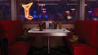 1980s Late Night Diner Ambience: People Chattering, Rain on Window, Retro Diner Sounds