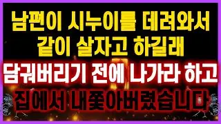 [역대급 사이다 사연] 남편이 시누이를 데려와서 같이 살자고 하길래 집에서 내쫓아버렸습니다 사연모음 실화사연