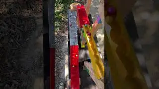 Outdoor wooden marble runwave ASMR#marblerunhealing