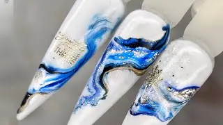 Новогодний дизайн ногтей  по-мокрому☺️ 