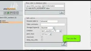 Renaming database tables with phpMyAdmin
