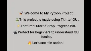 👉 Python Tkinter GUI Project | Progress Bar with Start & Stop Buttons | Python Project for Beginners