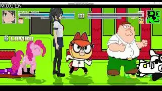 mugen Ayano aishi, Peter Griffin, Pinke Pie & Dr Fox vs Doki, Sunset Shimmer, Litttle Lulu & Abby Ar